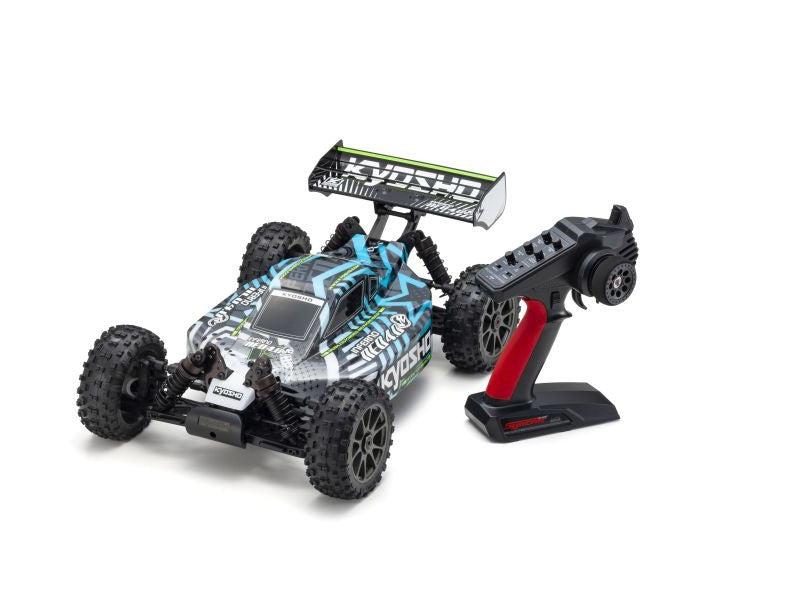 Buggy Kyosho Inferno Neo brushless VE 4.0 1/8 EP RTR T1 blanc - K.34118T2B - Breizh Modélisme.