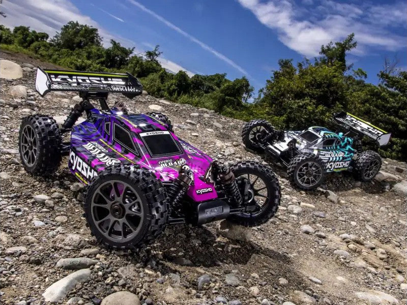 Buggy Kyosho Inferno Neo brushless VE 4.0 1/8 EP RTR T1 blanc - K.34118T2B - Breizh Modélisme.