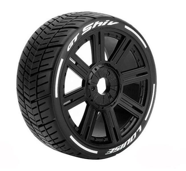 2 Pneus et Jantes Louise GT-SHIV 1/8 GT Soft (MFT) 3284SB - Breizh Modélisme.
