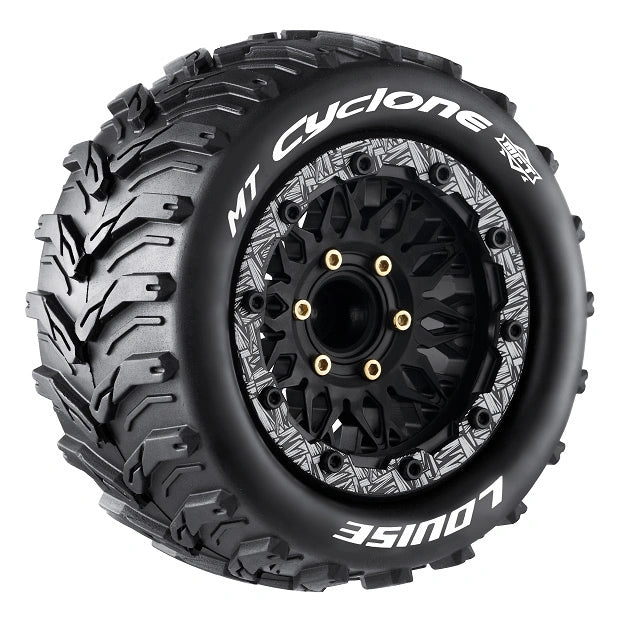 2 Pneus et jantes Louise MT-CYCLONE Traxxas Maxx Soft Black (MFT) LT3310SX - Breizh Modélisme.