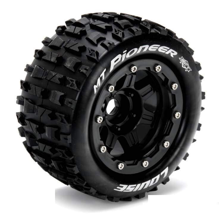 2 Pneus et jantes Louise MT-PIONEER Traxxas Maxx Soft Black (MFT) 3329SB - Breizh Modélisme.