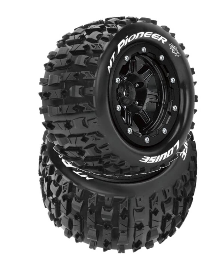 2 Pneus et jantes Louise MT-PIONEER Traxxas Maxx Soft Black (MFT) 3329SB - Breizh Modélisme.