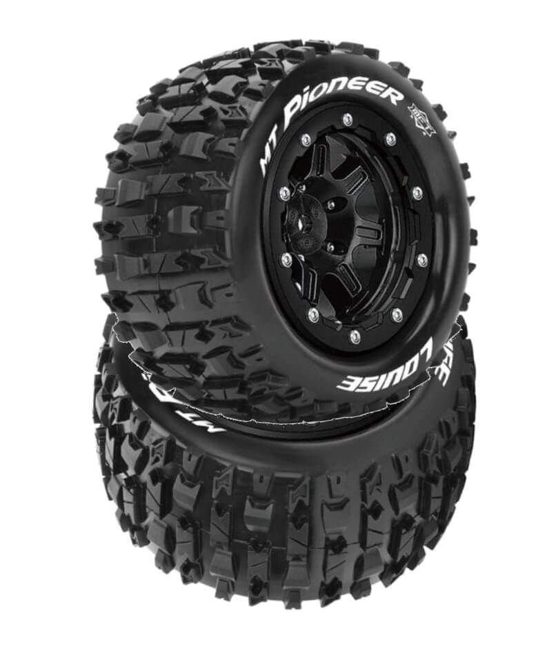 2 Pneus et jantes Louise MT-PIONEER Traxxas Maxx Soft Black (MFT) 3329SB - Breizh Modélisme.
