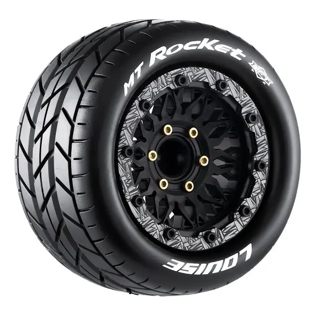 2 Pneus et jantes Louise MT-ROCKET Traxxas Maxx Soft Black (MFT) LT3307SX - Breizh Modélisme.