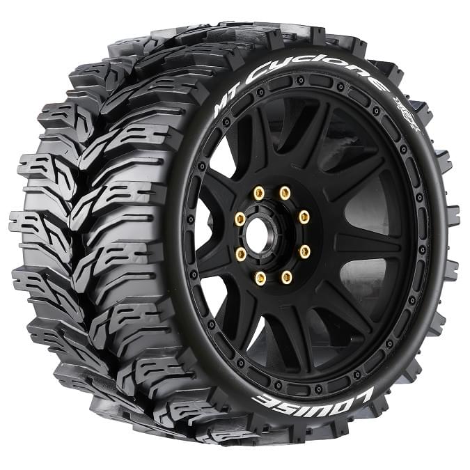 2 Pneus et roues MT-CYCLONE soft MFT Speed 3,8 (Hexagone amovible 0 & 1/2 Offset) 3356SB - Breizh Modélisme.