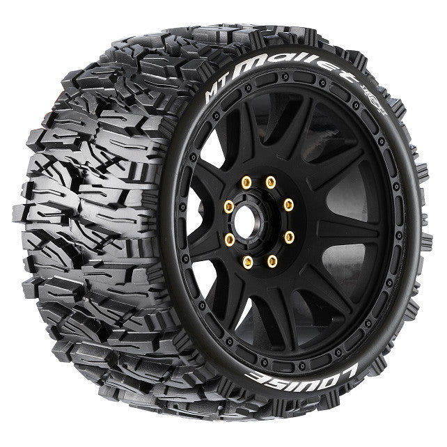 2 Pneus et roues MT-MALLET soft MFT Speed 3,8 (Hexagone amovible 0 et 1/2 décalage) 3355SB - Breizh Modélisme.