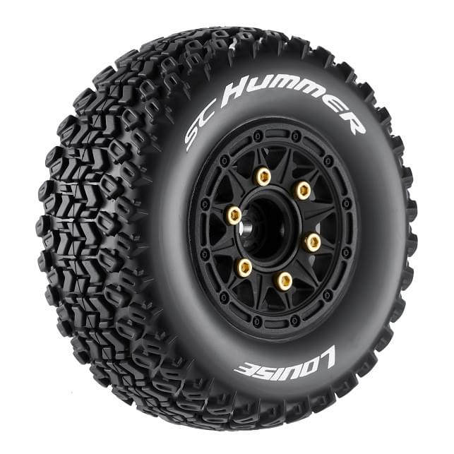2 Pneus et roues SC-HUMMER soft (hexagone amovible 4pcs) 3224SB - Breizh Modélisme.