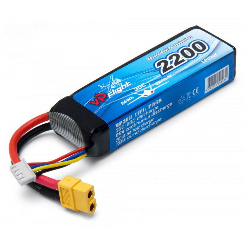 Batterie Lipo 2200mAh 3S 30C (108x33x22mm) XT60 - Breizh Modélisme.