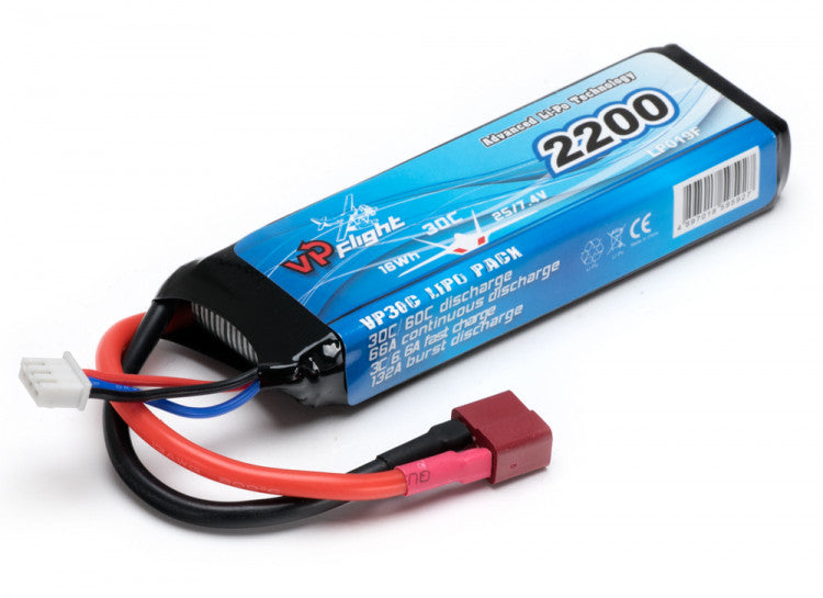 Batterie Lipo 2S 7,4V 2200mAh - 25C - Dean - LP019FD - Breizh Modélisme.