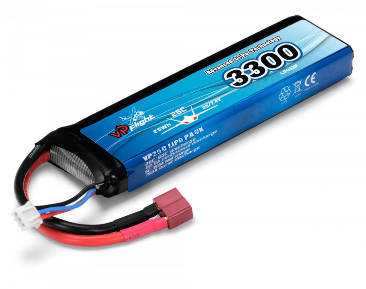 Batterie Lipo 2S 7,4V 3300mAh 25C Dean - Breizh Modélisme.
