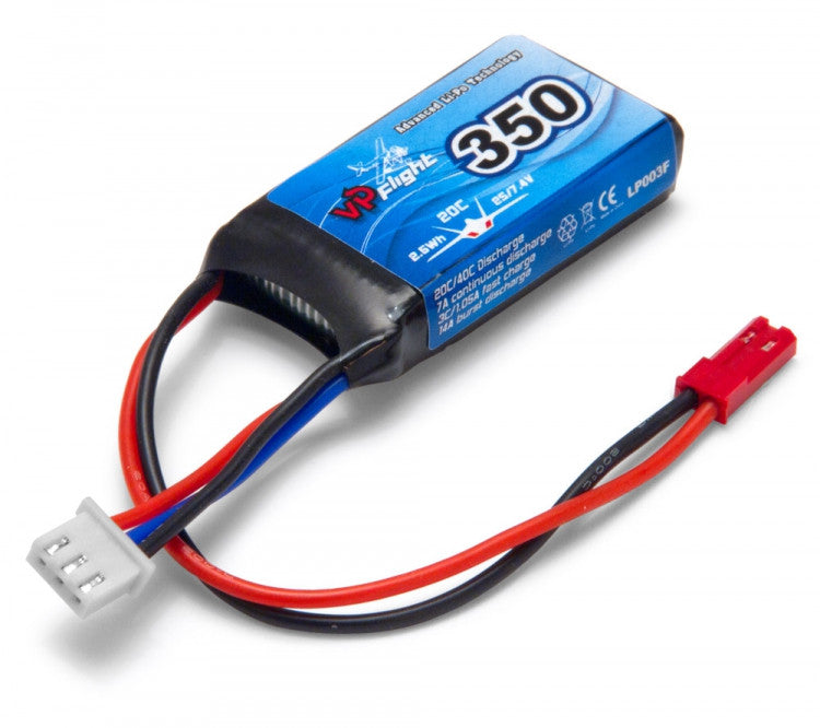 Batterie Lipo 2S 7,4V 350mAh - 20C - JST - LP003F - Breizh Modélisme.