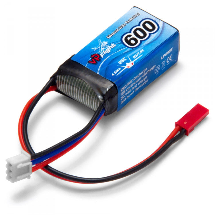 Batterie Lipo 2S 7,4V 600mAh - 25C - JST - LP005F - Breizh Modélisme.