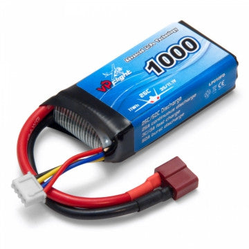 Batterie LiPo 3S 11,1V 1000mAh 25C prise Dean - VPLP010FD - Breizh Modélisme.