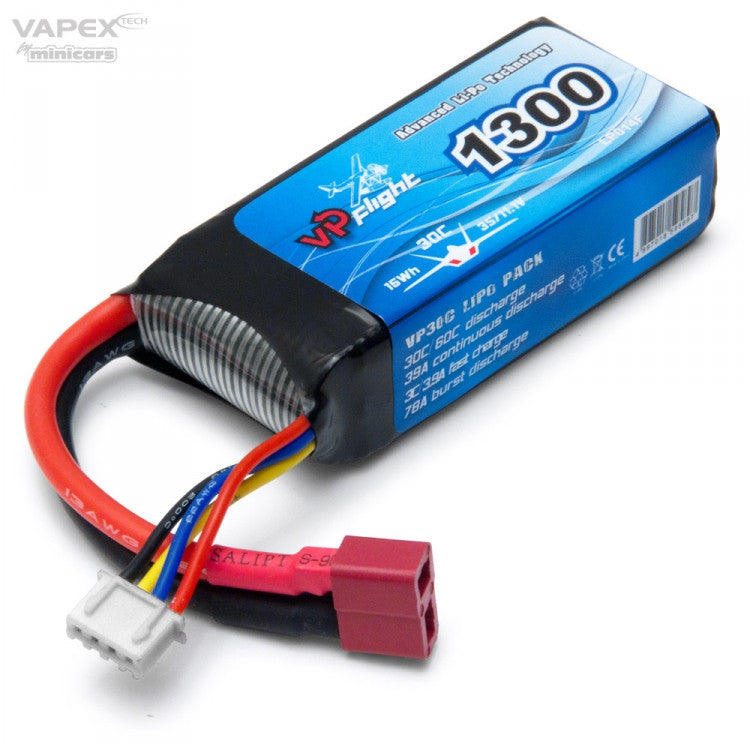 Batterie LiPo 3S 11,1V 1300mAh 30C prise dean - VPLP014FD - Breizh Modélisme.