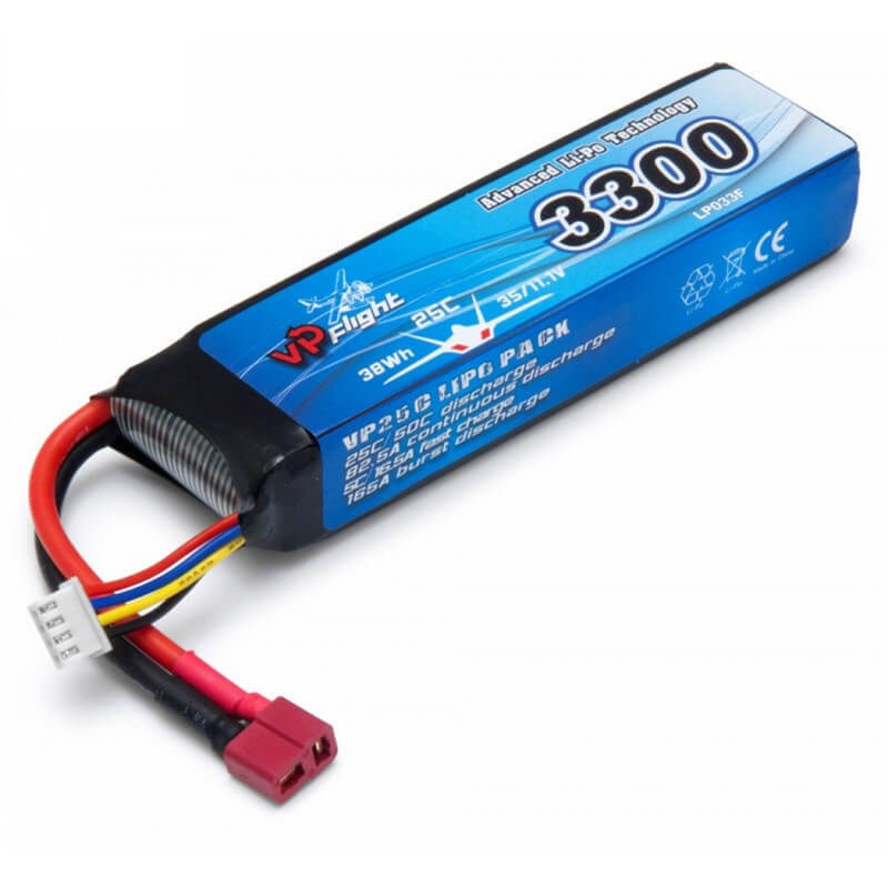 Batterie Lipo 3S 11.1V 3300mAh 25C dean - Breizh Modélisme.