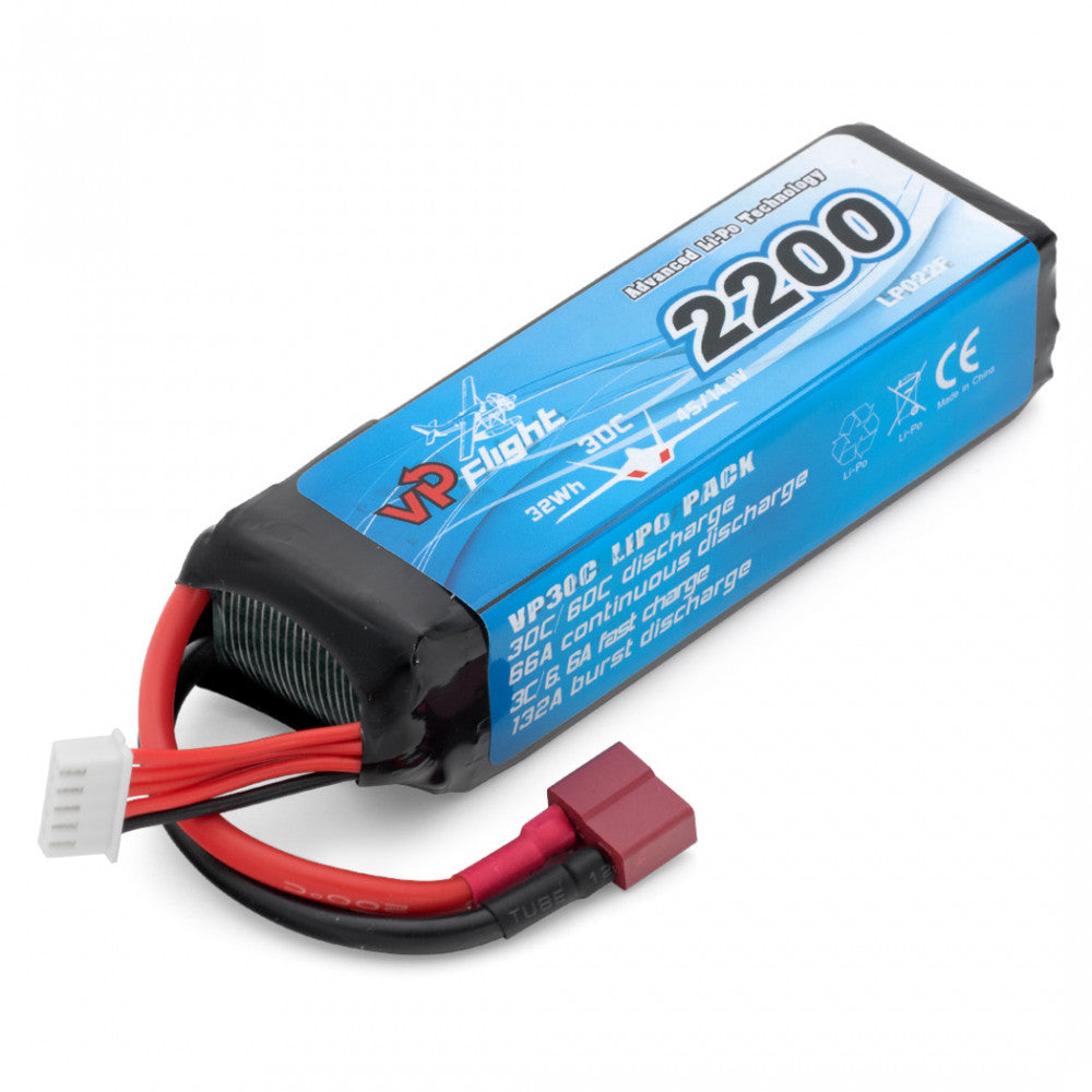 Batterie Lipo 4S 14,8V 2200mAh 30C Dean - VPLP022FD - Breizh Modélisme.