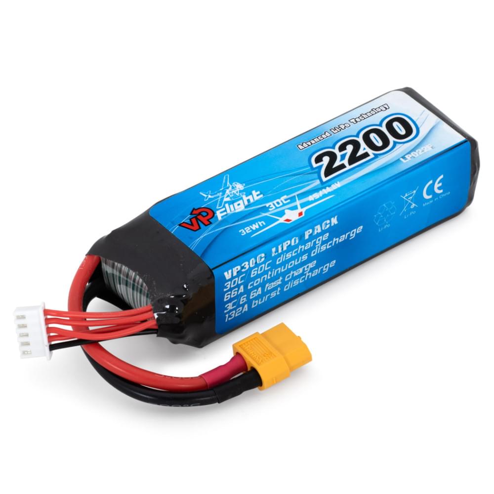 Batterie Lipo 4S 14,8V 2200mAh 30C XT60 - VPLP022FXT - Breizh Modélisme.