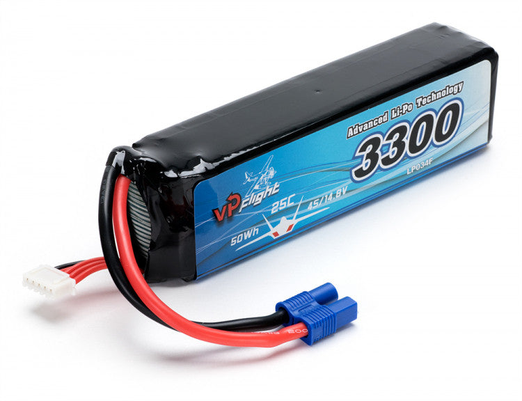 Batterie LiPo 4S 3300mah 14,8V (25C) EC3 - Breizh Modélisme.