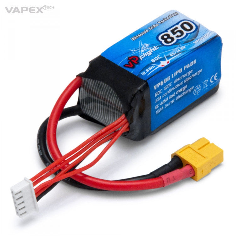 Batterie LiPo 4S 850mah 14,8V (60C) XT60 - Breizh Modélisme.