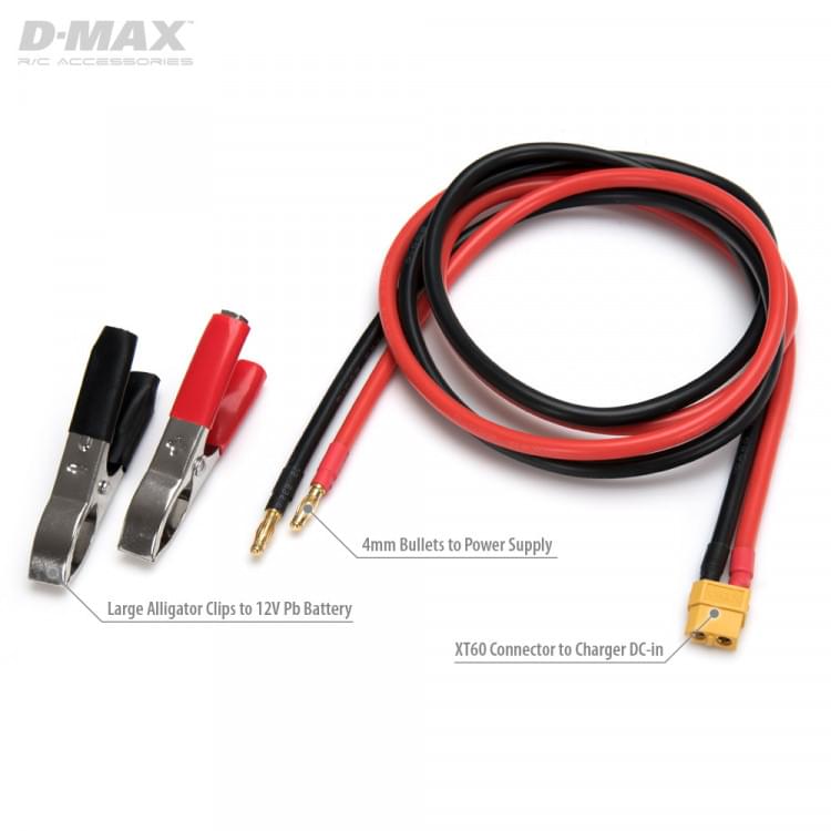 Câbles d'entrée CC XT60 IDST avec pinces de batterie et 4 mm 1 m - B9708B - Breizh Modélisme.