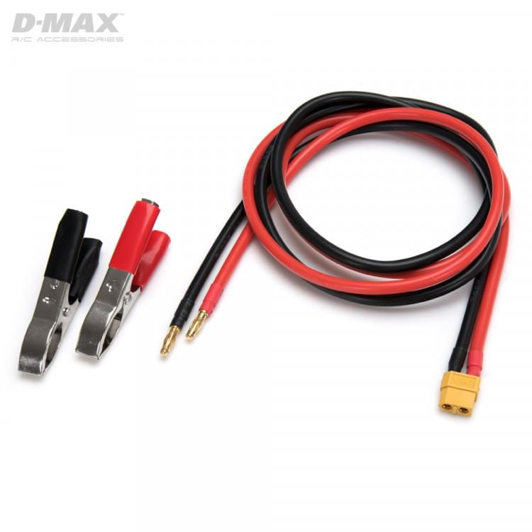 Câbles d'entrée CC XT60 IDST avec pinces de batterie et 4 mm 1 m - B9708B - Breizh Modélisme.