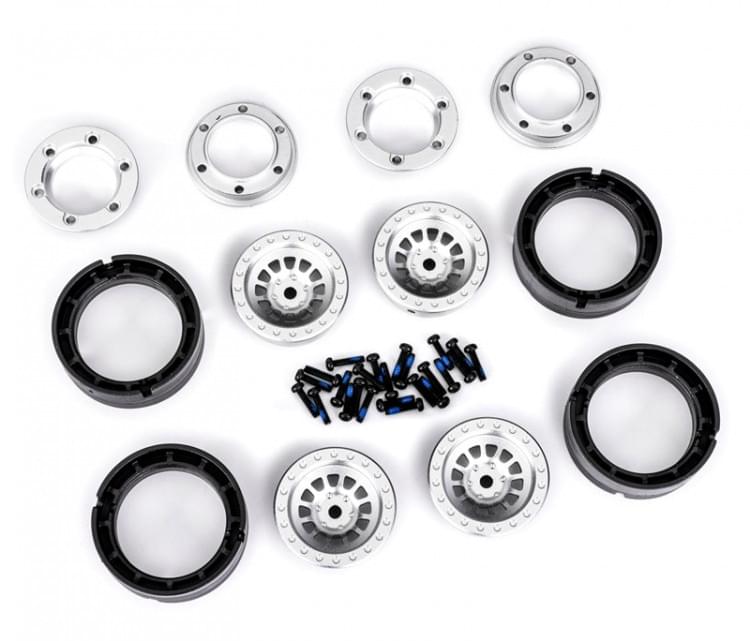 Jantes Aluminium Beadlock argent 1.0 (2) - Traxxas 9881-SLVR - Breizh Modélisme.