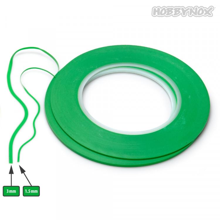 Ruban adhésif fineline vert souple Hobbynox 1.5mm x 55m - Breizh Modélisme.