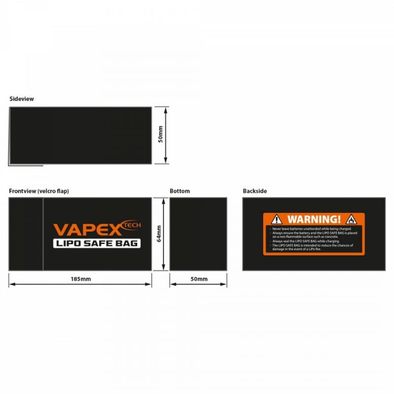 Sac de charge pour Batterie Lipo - 125x64x50mm - Safe lipo bag - Breizh Modélisme.