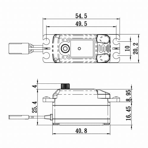 Servo brushless 13Kg 0,08s HV Engrenage métallique faible - SB-2265MG - Breizh Modélisme.