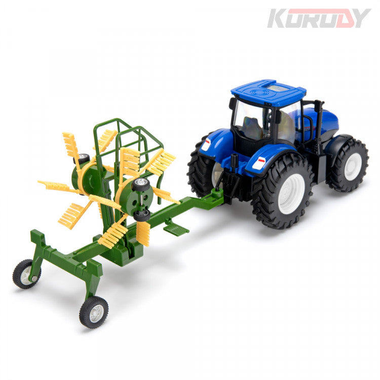 Tracteur jouet radiocommandé 1/24 avec faneuse a foin KO6637H - Breizh Modélisme.
