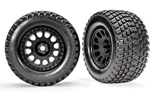 2 Pneus gainés et jantes Gravix Noires Traxxas 7872 XRT et Xmaxx - Breizh Modélisme.