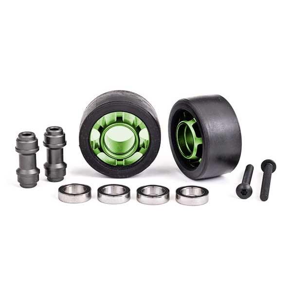 2 Roues alu anodises vert wheelie bar Traxxas 7775G - Breizh Modélisme.