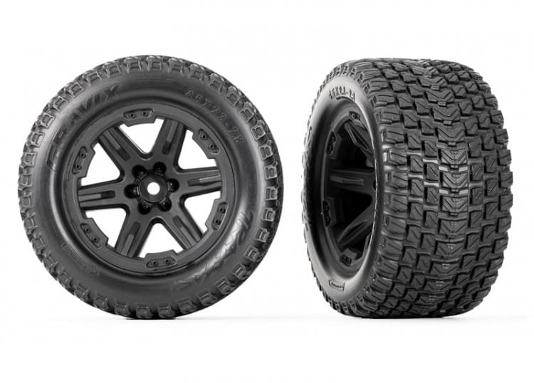 2 Roues et jantes 2.8 collées RXT GRAVIX noir - Traxxas 6764 - Breizh Modélisme.