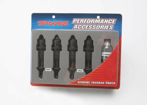 4 Amortisseurs GTR Traxxas 5460X Alu noir AV et ARR, Sans Ressorts - Breizh Modélisme.
