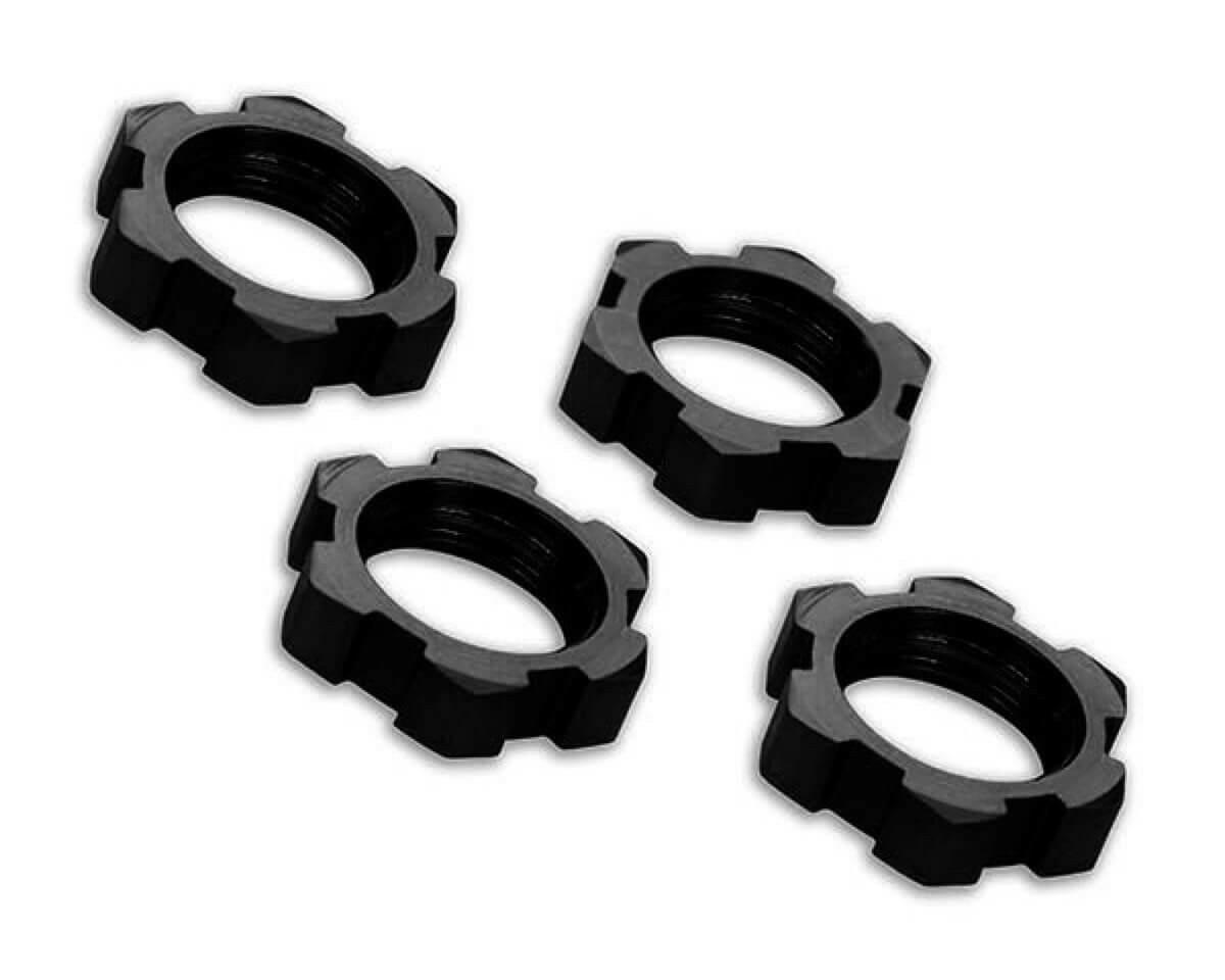 4 Écrous de roues 17mm aluminium noir - Traxxas 7758A - Breizh Modélisme.