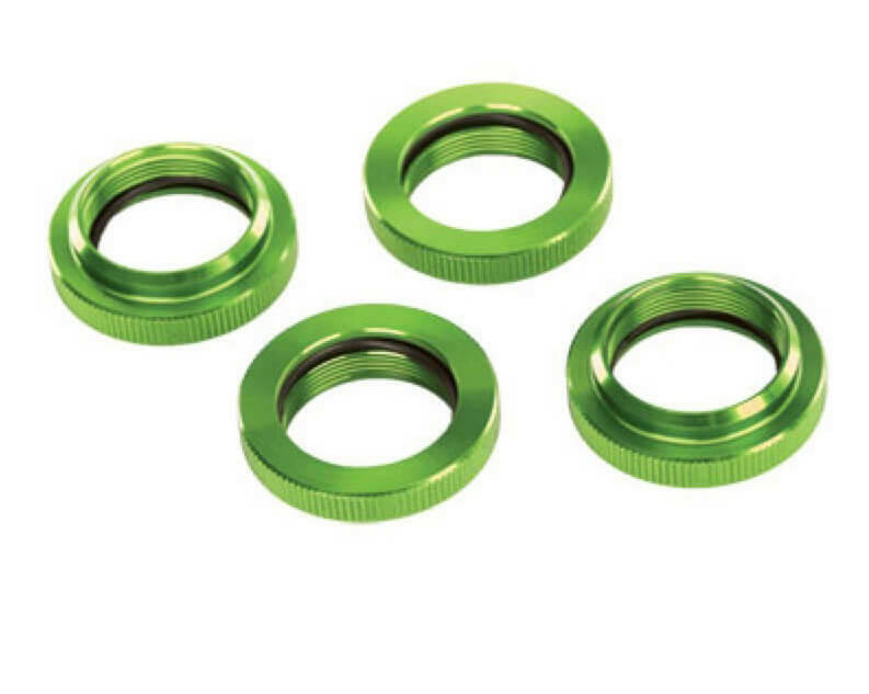 Bagues d'amortisseur réglables GTX aluminium vert (x4) - Traxxas 7767G - Breizh Modélisme.