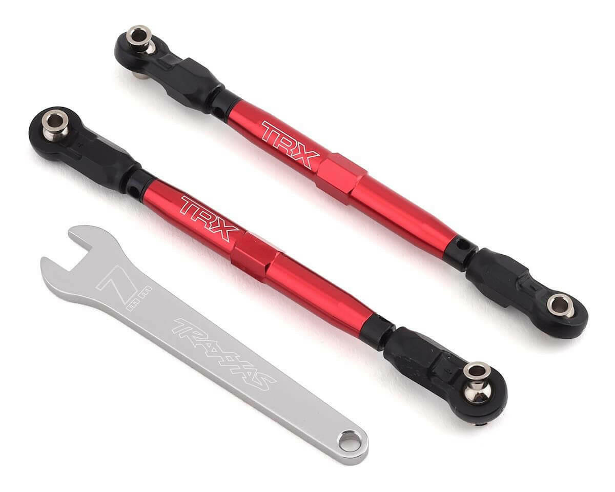 Biellettes avant aluminium rouge Titanium Unlimited Desert Racer (x2) - Traxxas 8547R - Breizh Modélisme.