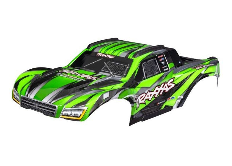 Carrosserie Maxx Slash verte peinte et décorée Traxxas 10211 - Breizh Modélisme.
