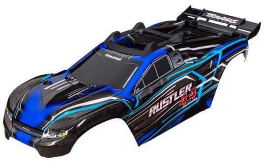 Carrosserie Rustler 4x4 bleu (montage sans clips) - Traxxas 6740-BLUE - Breizh Modélisme.