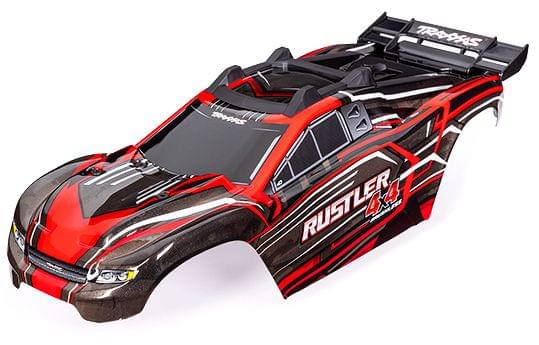 Carrosserie Rustler 4x4 rouge (montage sans clips) - Traxxas 6740-RED - Breizh Modélisme.