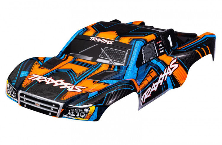 Carrosserie Slash 4x4 Orange/Bleu (pour montage sans clip) - Traxxas 6844-ORNG - Breizh Modélisme.