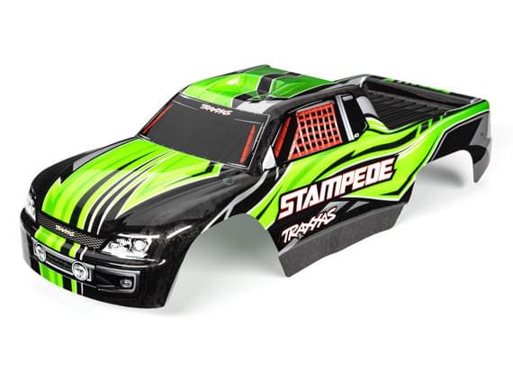 Carrosserie Stampede Truck 1/10 verte peinte et décorée - Traxxas 3651G - Breizh Modélisme.