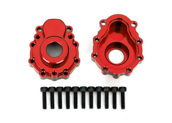 Carter de sortie de pont extérieur aluminium rouge - Traxxas 8251R - Breizh Modélisme.
