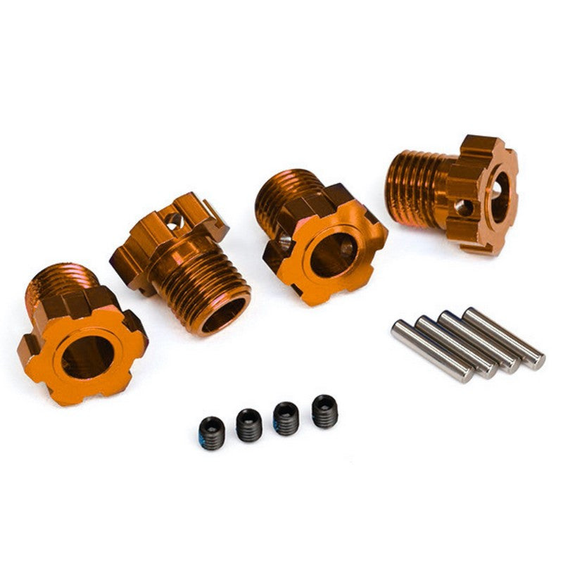 Hexagones de roues anodisés oranges 17mm (4) - Traxxas 8654A - Breizh Modélisme.