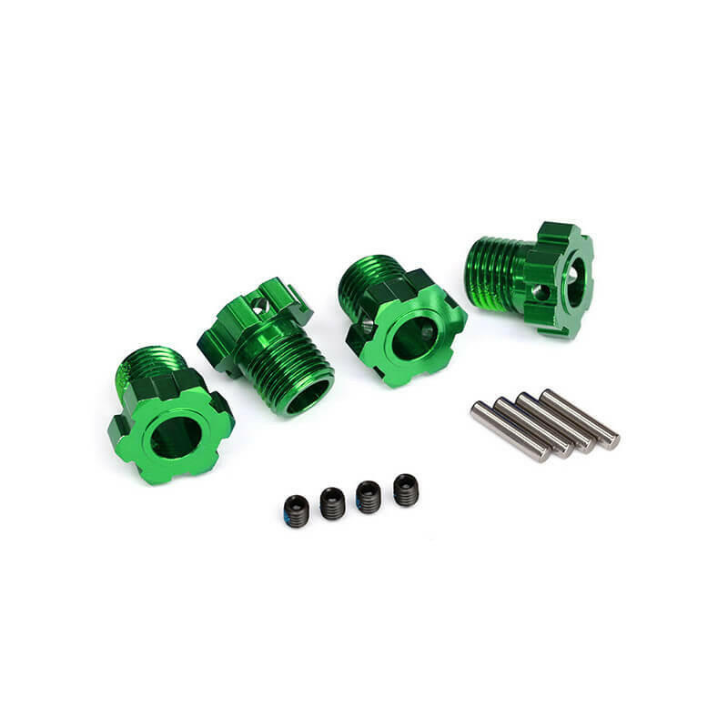 Hexagones de roues anodisés verts 17mm (4) - Traxxas 8654G - Breizh Modélisme.