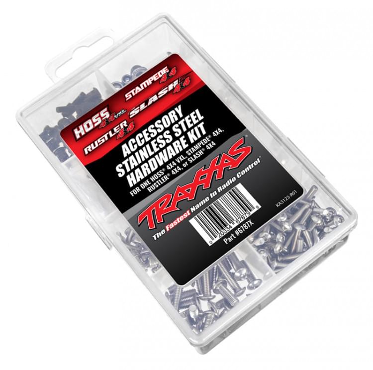 Kit de visseries complet acier inoxydable Traxxas 6787x Slash, Stampede, Hoss, Rustler 4x4 - Breizh Modélisme.