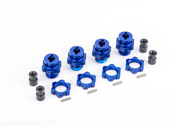 Moyeux de roues et écrous 17 mm Alu Bleu (4) Jato 4x4 - Traxxas 9086 - Breizh Modélisme.
