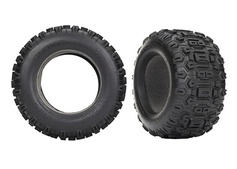 Pneus sledgehammer + mousse (x2) Traxxas sledge 9670 - Breizh Modélisme.