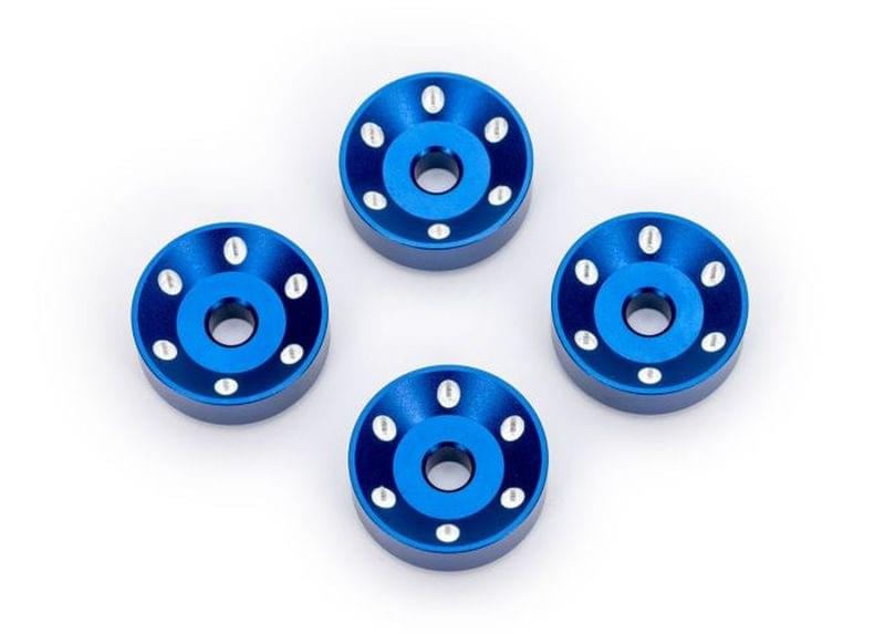 Rondelles de roues alu anodisées bleu (x4) - 10257 - Breizh Modélisme.