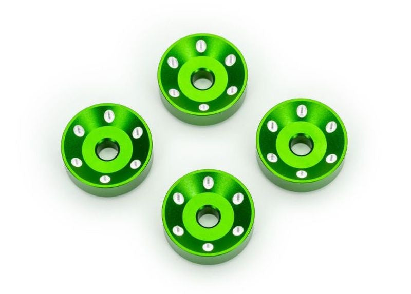 Rondelles de roues alu anodisées vert (x4) - 10257 - Breizh Modélisme.